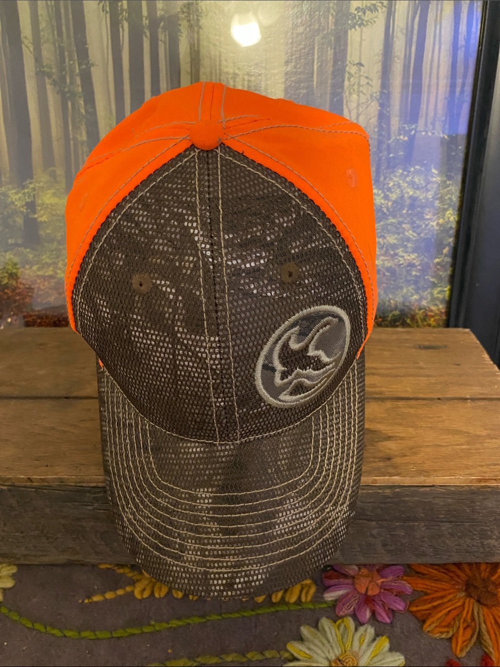 Gander Mountain Orange and Brown Mesh Trucker Hat with Embroidered Patch